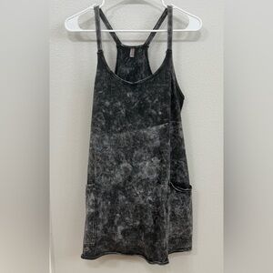 Free People Movement Hot Shot Mini Dress Small Black Acid Wash